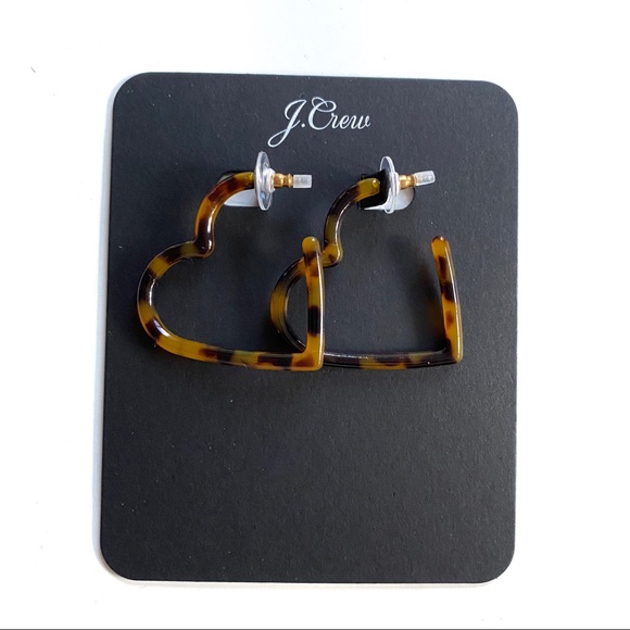 J.Crew Heart Hoop Earrings Tortoise Earrings! NWT! - Picture 4 of 7